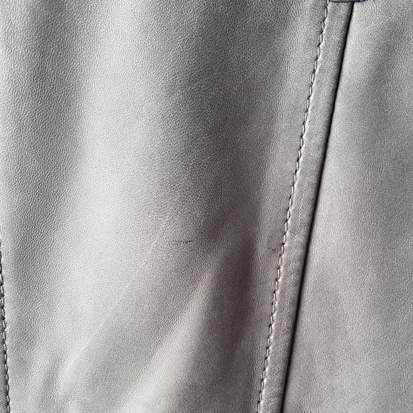 JENNIFER TATTANELLI Gray Antique Leather Short Moto Jacket SZ 46 (10US) - Picture 9 of 12